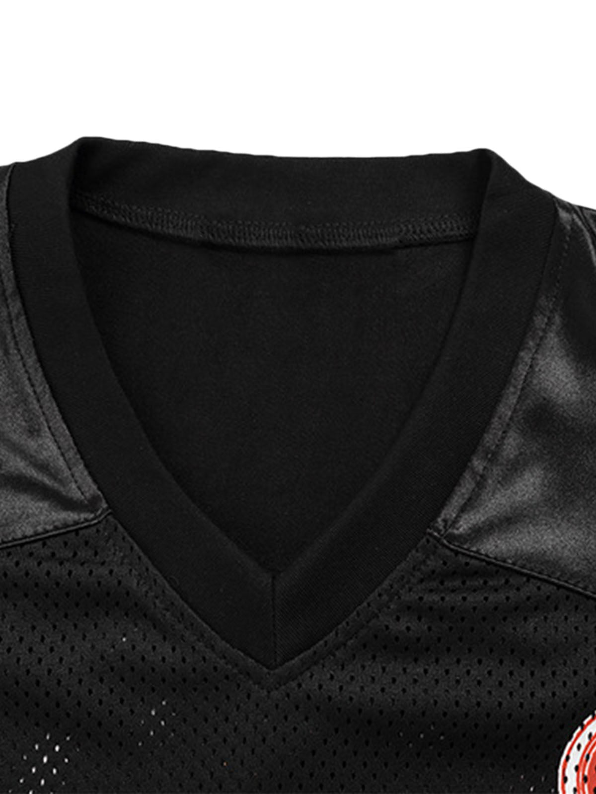 Oversize-Kurzarm-T-Shirt mit V-Ausschnitt und Jersey-Print