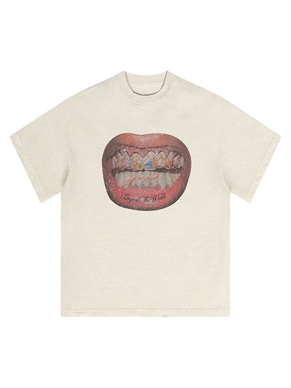 T-shirt à motif de dents de diamant - 2258