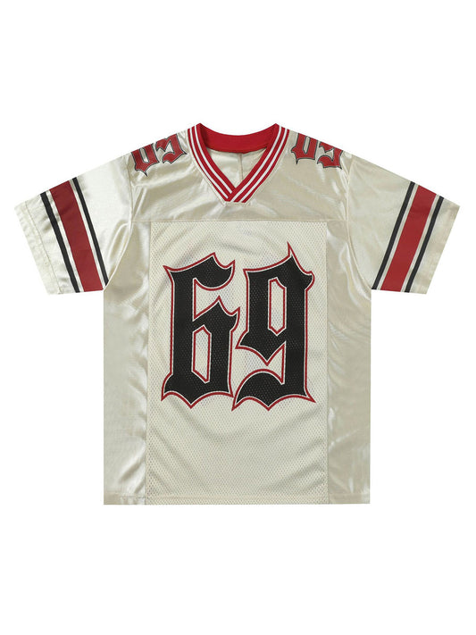 Jersey-T-Shirt mit V-Ausschnitt und Print