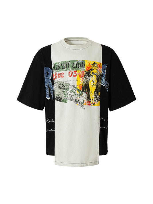 Spliced Deconstruction Print T-shirt