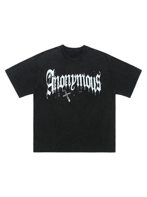 Thesupermade American Street Heavy Washed Distressed Gothic Cross T-shirt