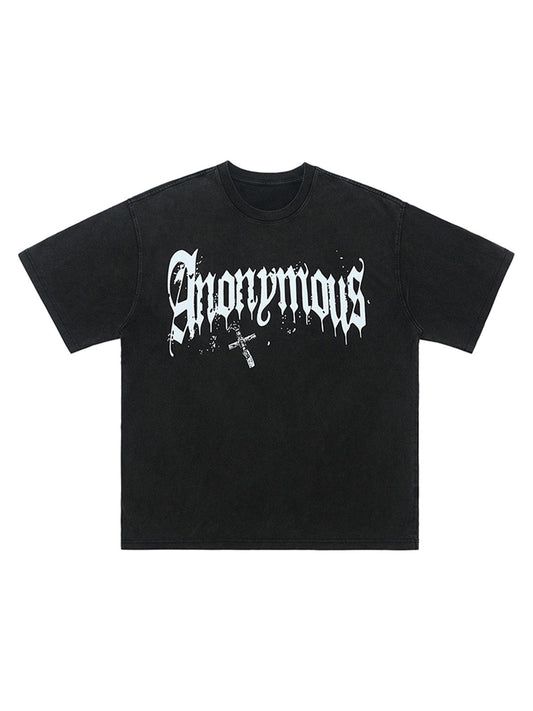Thesupermade American Street Heavy Washed Distressed Gothic Cross T-shirt