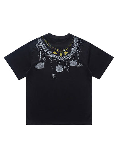 Chain Print Crew Neck T-Shirt