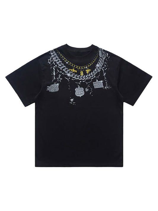 Chain Print Crew Neck T-Shirt