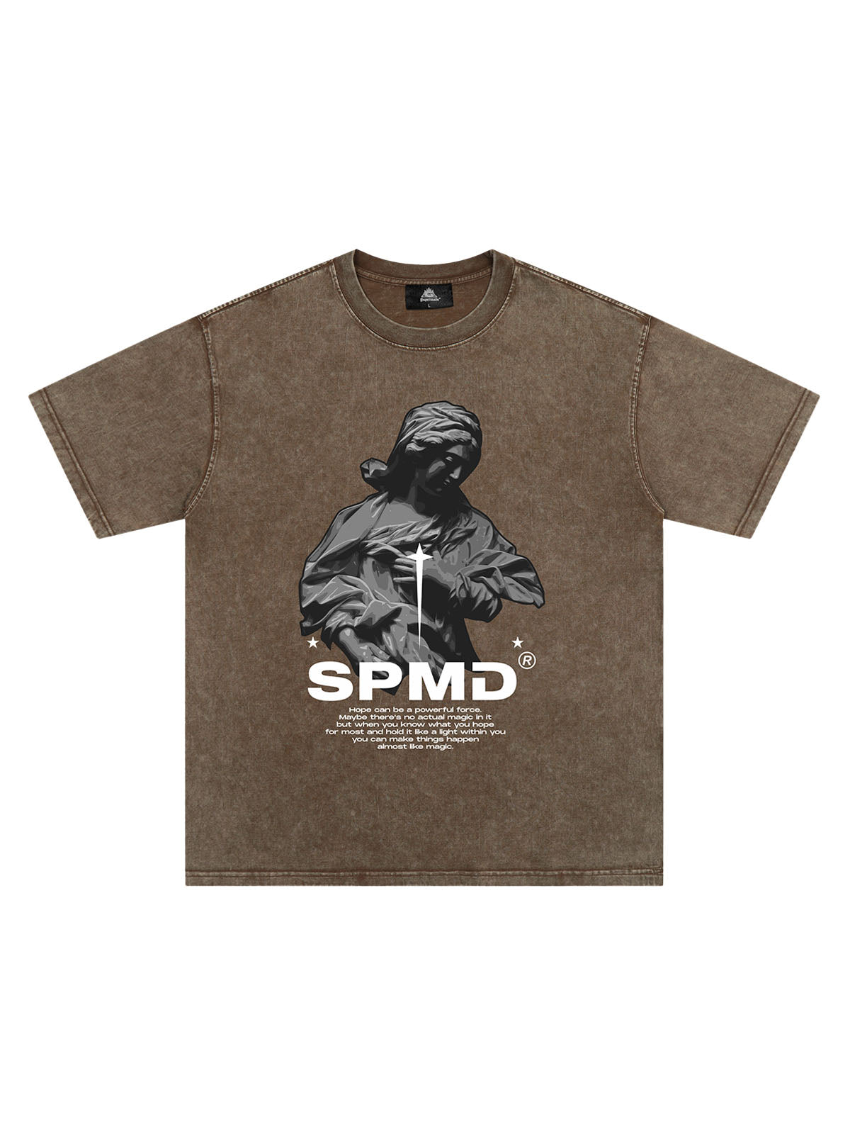 Original Virgin Mary Sculpture Star Print T-Shirt