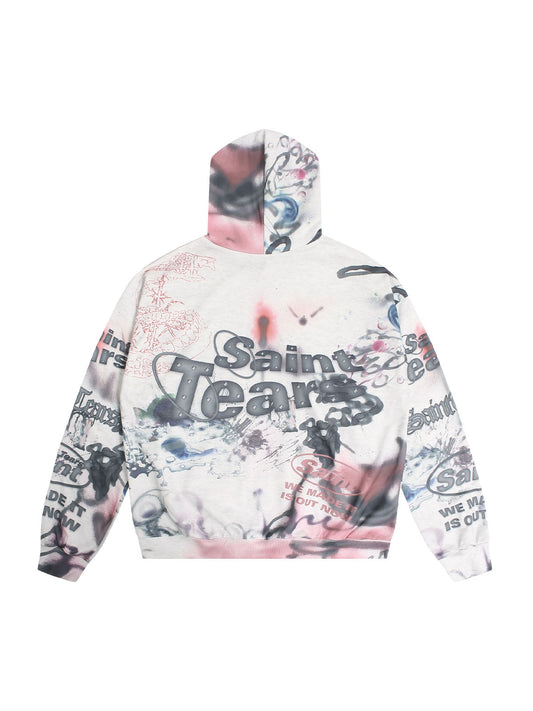 Thesupermade – Kapuzenpullover mit handbemaltem Tinten-Graffiti