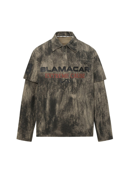 Polo à manches longues et imprimé tie-dye en deux pièces - 2366