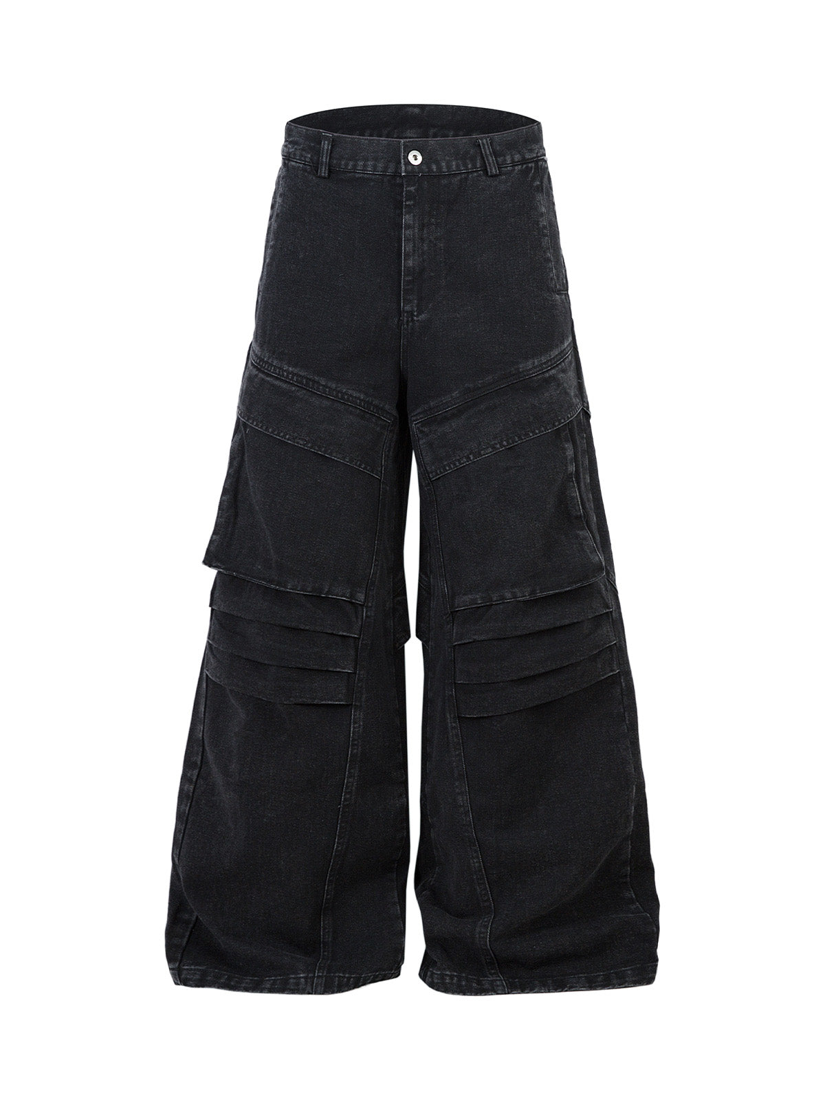 Deconstructed Split Pleated Pocket Cargo Jeans