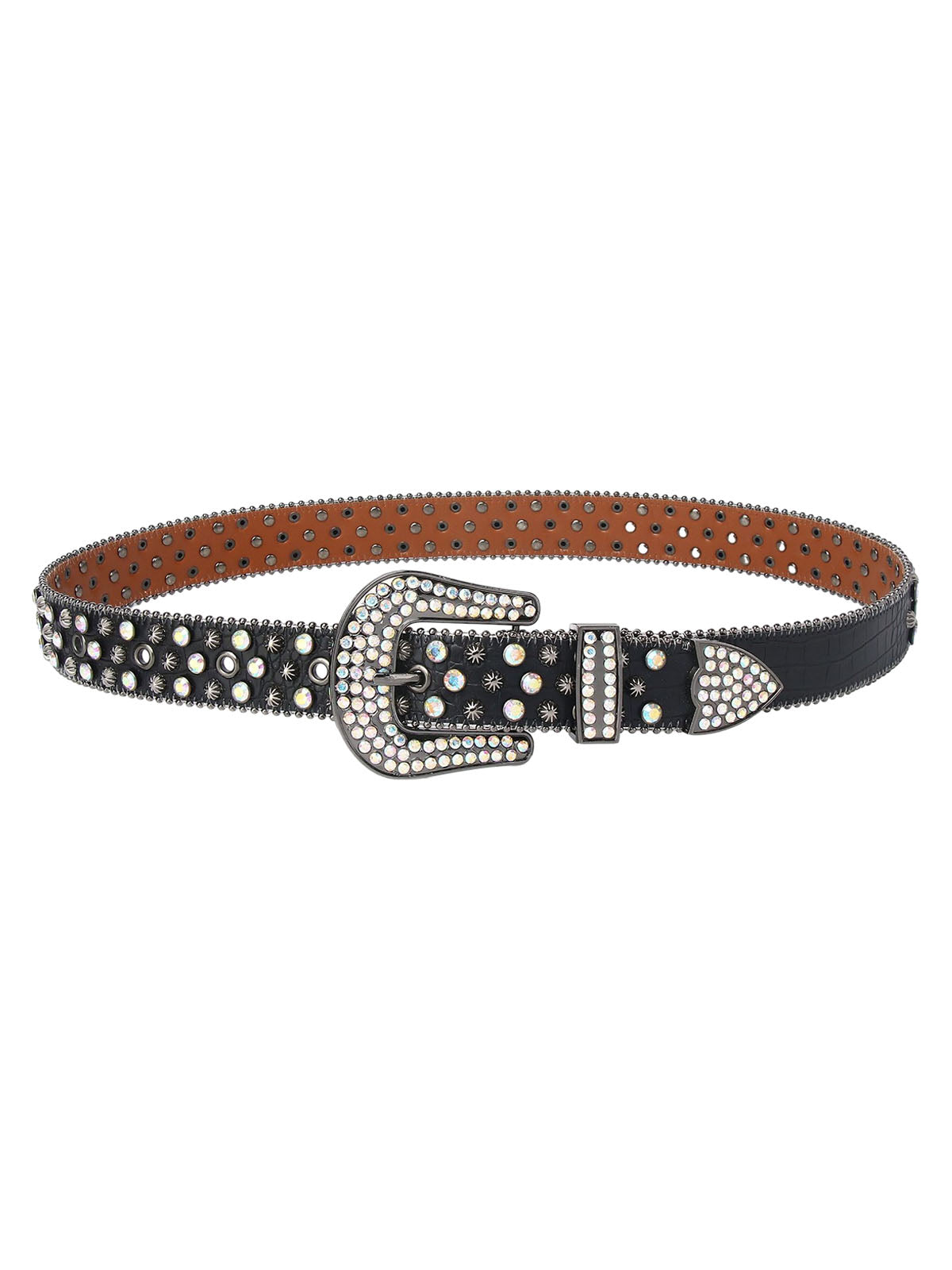 Ceinture en métal style punk avec strass Hotfix