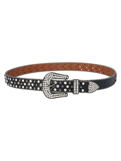 Ceinture en métal style punk avec strass Hotfix