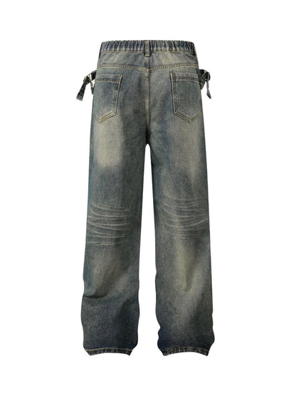 Thesupermade – Gerade Jeans mit verwaschenem Used-Look und Bund