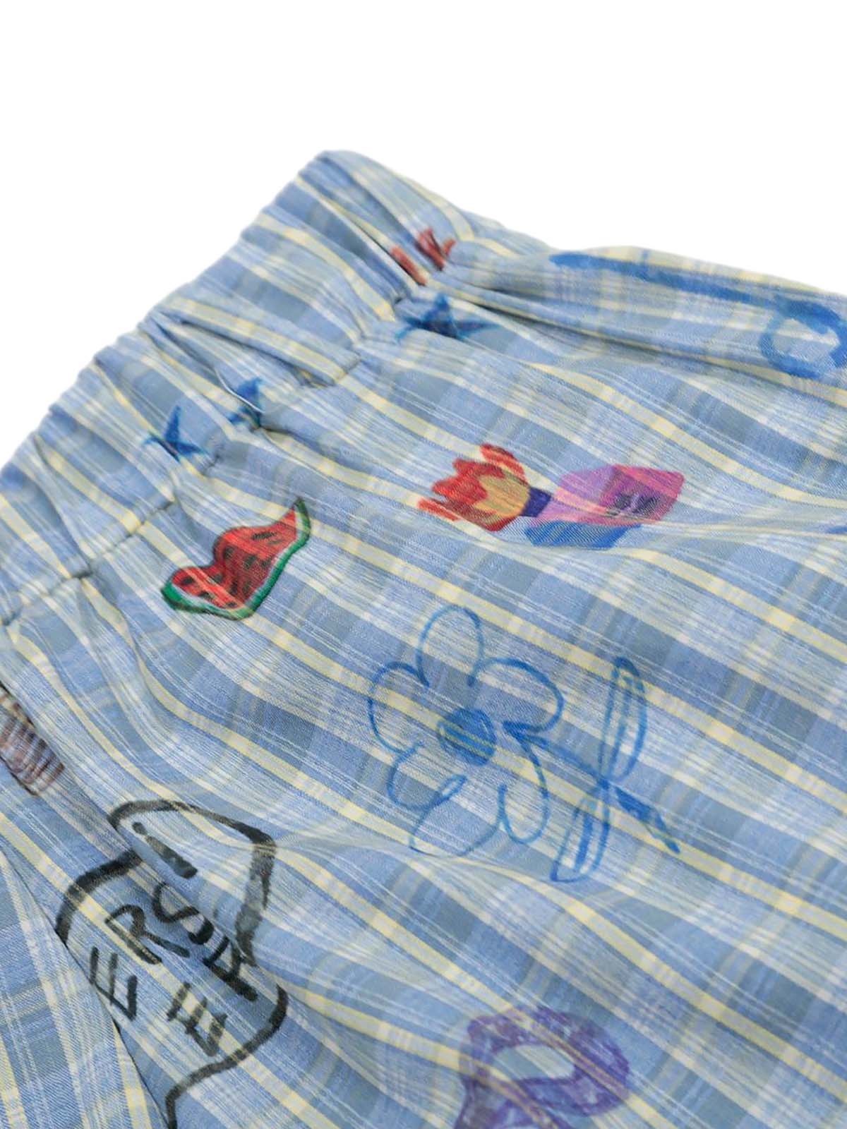 Pantalon à carreaux amusant à imprimés floraux et fruités