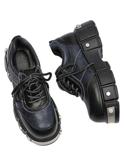 Chaussures en cuir épais avec plaque métallique