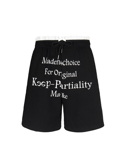Elastic Letter Double Waist Shorts