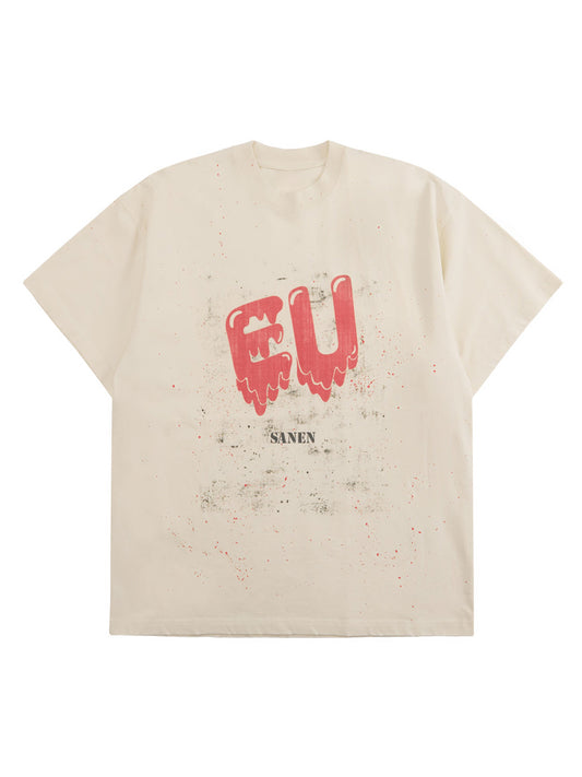 T-shirt rétro délavé avec cœur dissous
