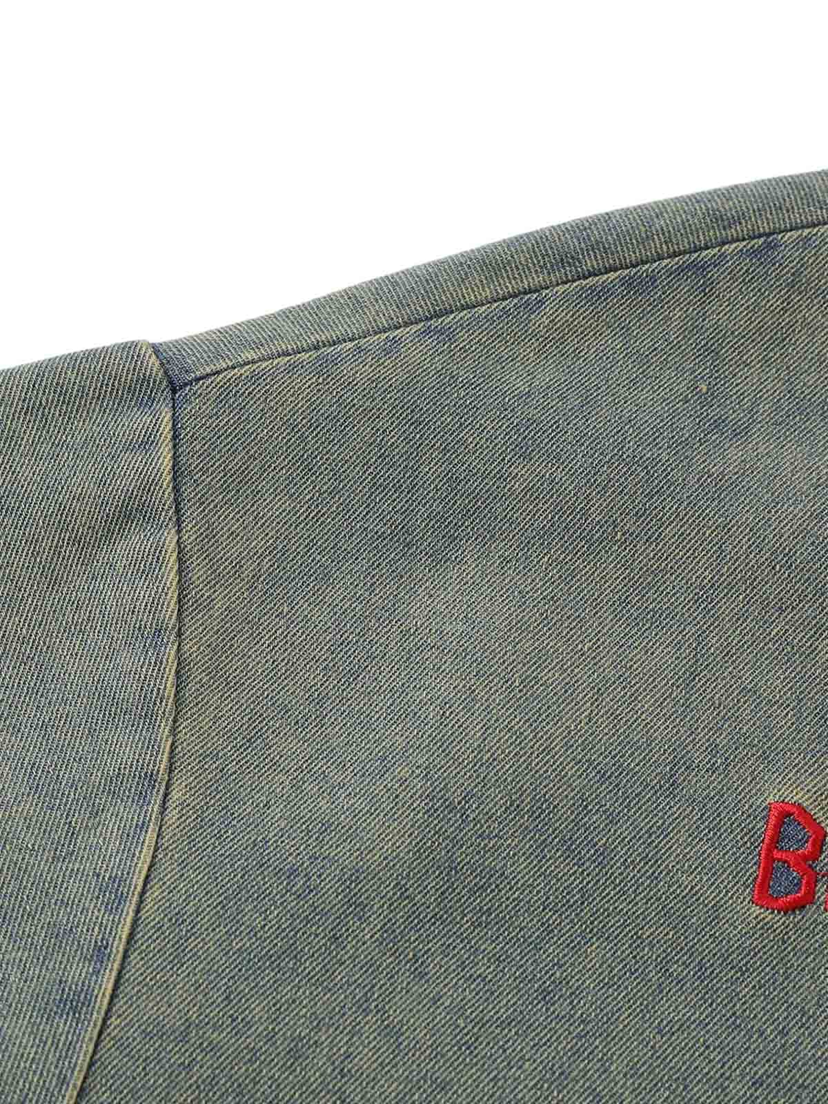T-Shirt aus gewaschenem Patchwork-Denim mit Farbverlauf im Used-Look