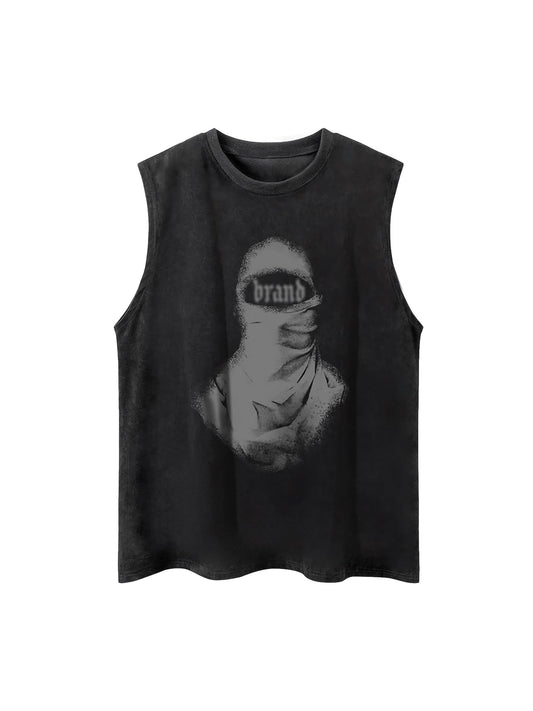 Gilet de rap rétro à imprimé personnage vieilli Thesupermade