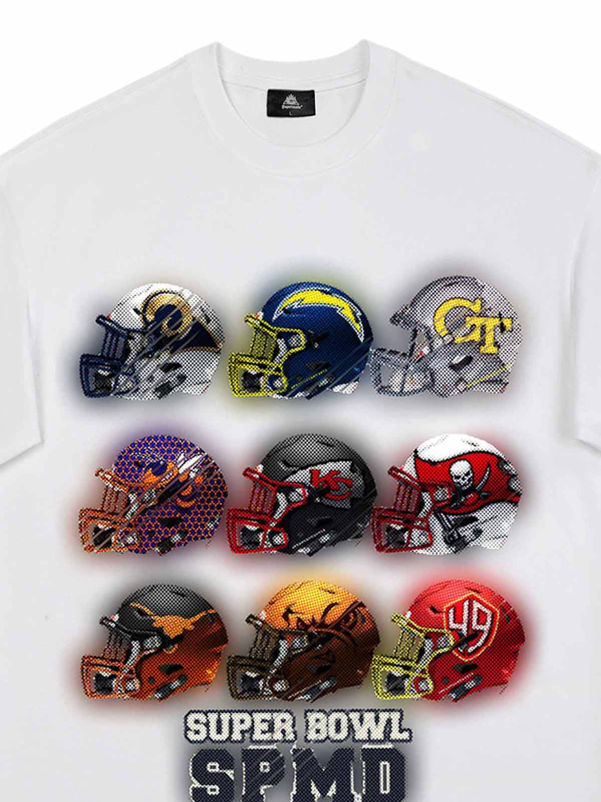 Super Bowl Football Helmet Print T-shirt - 2310