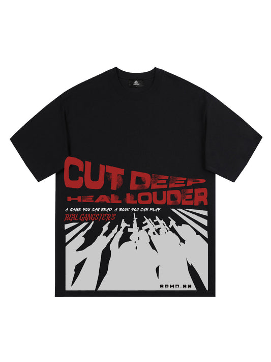 T-Shirt mit tiefem Grafikdruck im Originalschnitt