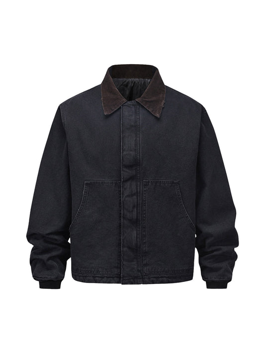 Vintage gewaschene, gesteppte Arbeitsjacke im Used-Look