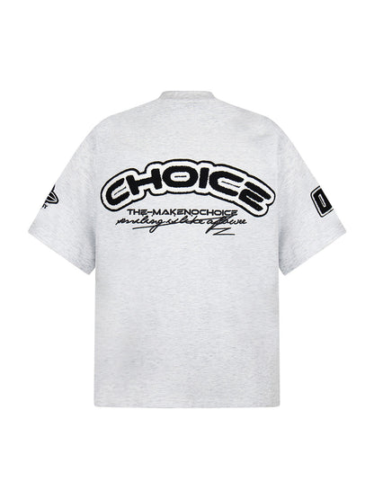 T-Shirt im Retro-Motorrad-Stil mit schwerem Patch-Stickerei