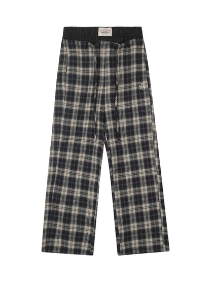 Plaid Patterned Drawstring Pants