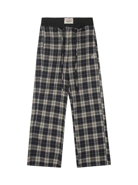 Plaid Patterned Drawstring Pants