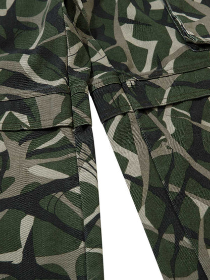 Thesupermade Camouflage Faux Zweiteiliger Trainingsanzug mit Kapuze und Fleecejacke – 2331