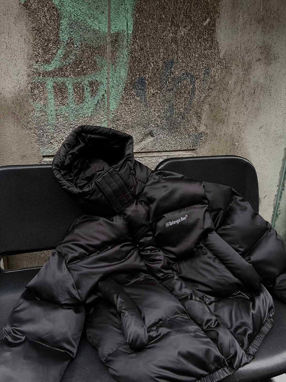 Thesupermade – Pufferjacke mit Stehkragen und Kapuze im Vintage-Print