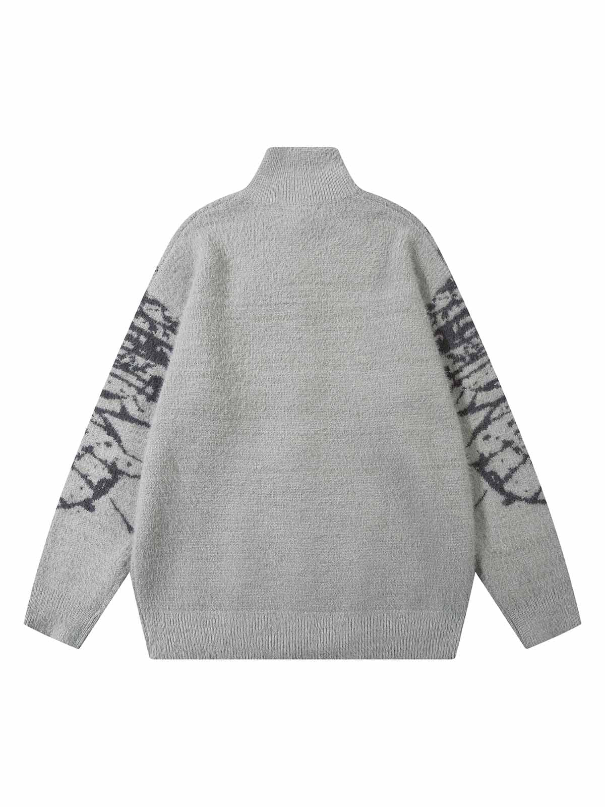 Thesupermade Butterfly Jacquard  Knit Mock Neck Sweater