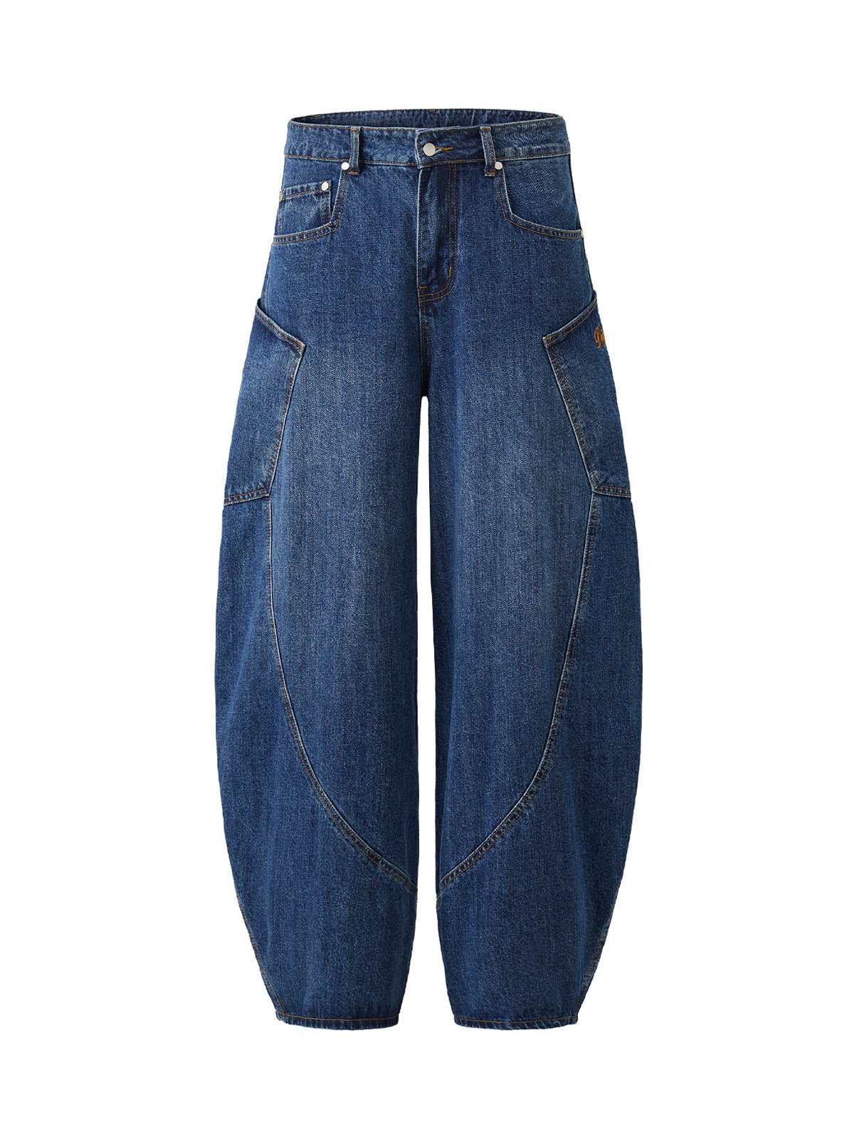 Embroidered Barrel Leg Jeans