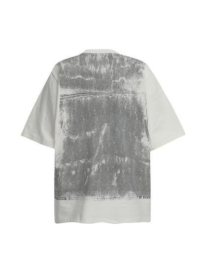 Faux Two-Piece Denim Vest Print T-Shirt