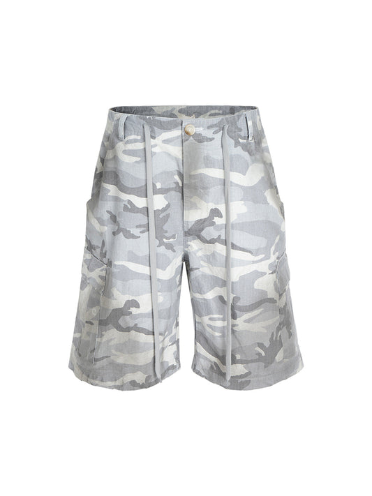 Drawstring Camouflage Cargo Shorts
