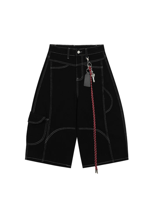 Cargo-Jeanshose mit Paspelverzierung