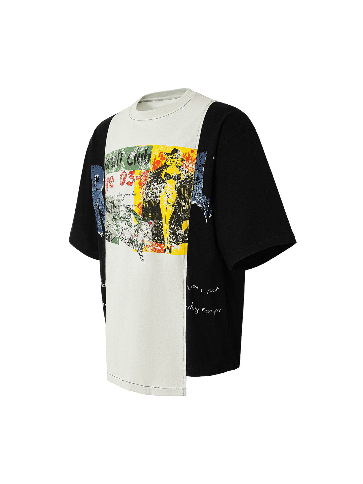 T-Shirt mit gespleißtem Dekonstruktions-Print
