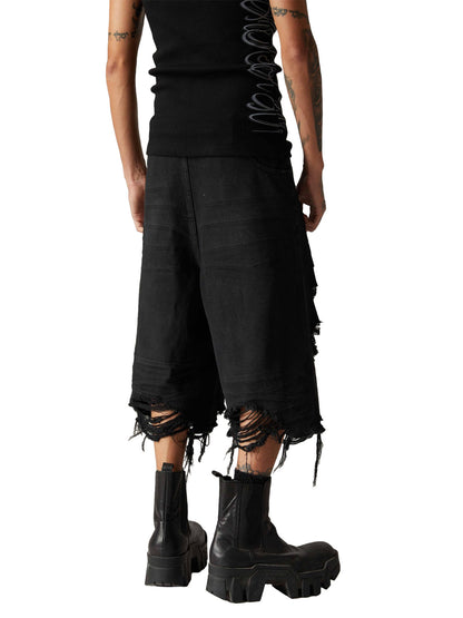 Washed RO Style Ripped Denim Jorts