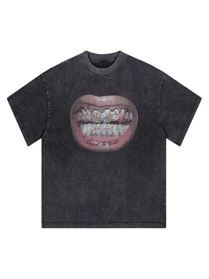 T-shirt à motif de dents de diamant - 2258