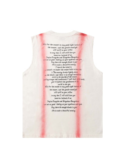 Spray-Painted Lettering Ripped Print Vest