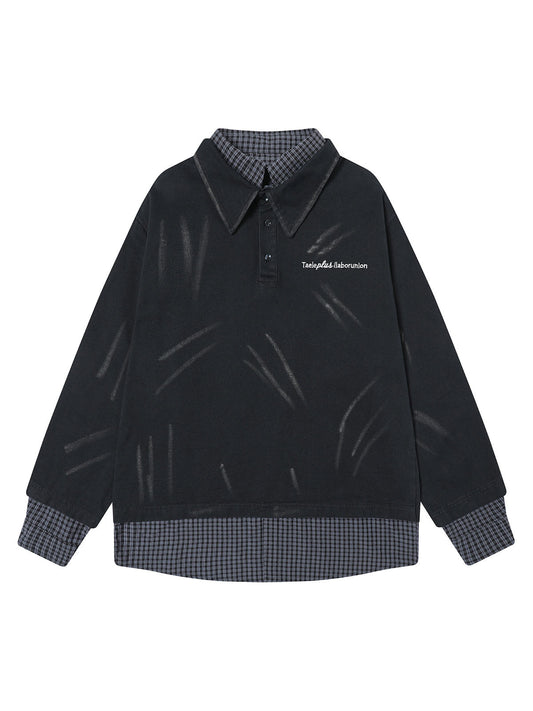 Chemise deux pièces en similicuir délavée style Wasteland rétro