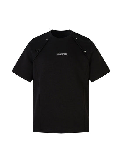 Retro Rivet Letter Embroidered T-shirt