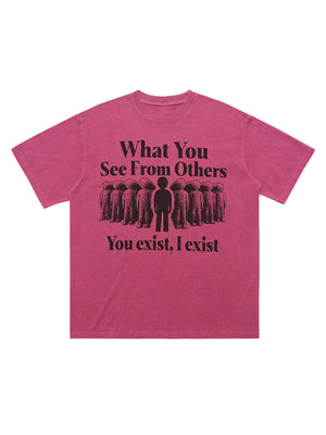 Street Retro Portrait Letter Print T-Shirt