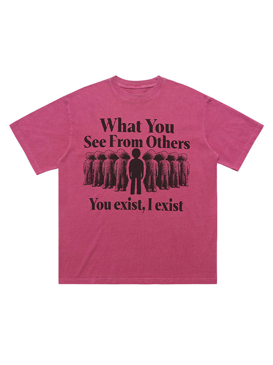 Street Retro Portrait Letter Print T-Shirt