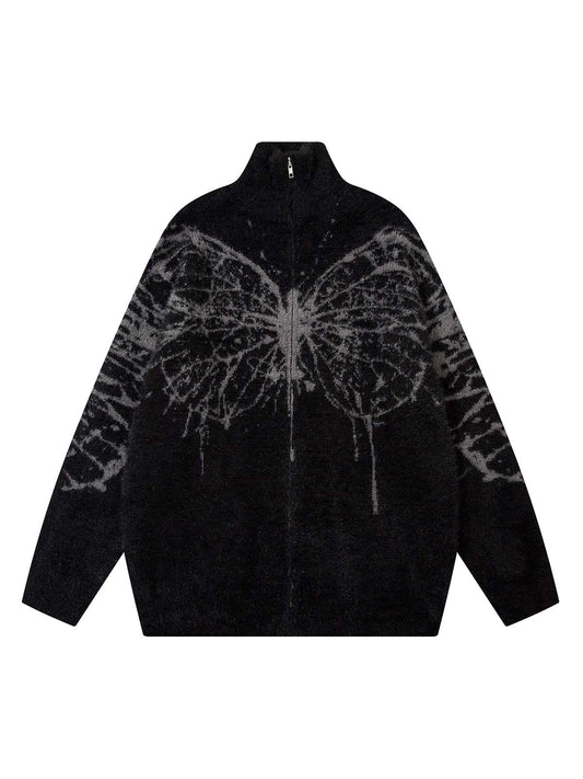 Pull col montant en tricot jacquard papillon supermade