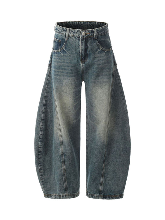 Gewaschene Ballonjeans mit weitem Bein - 2301