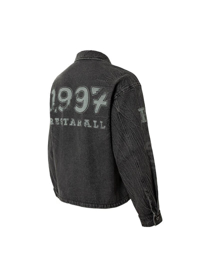 Veste en jean à rivets et imprimé brodé Wasteland