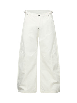 Washed Distressed Deconstructed Pleated Scimitar Jorts