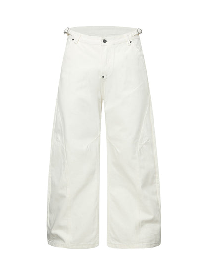 Washed Distressed Deconstructed Pleated Scimitar Jorts