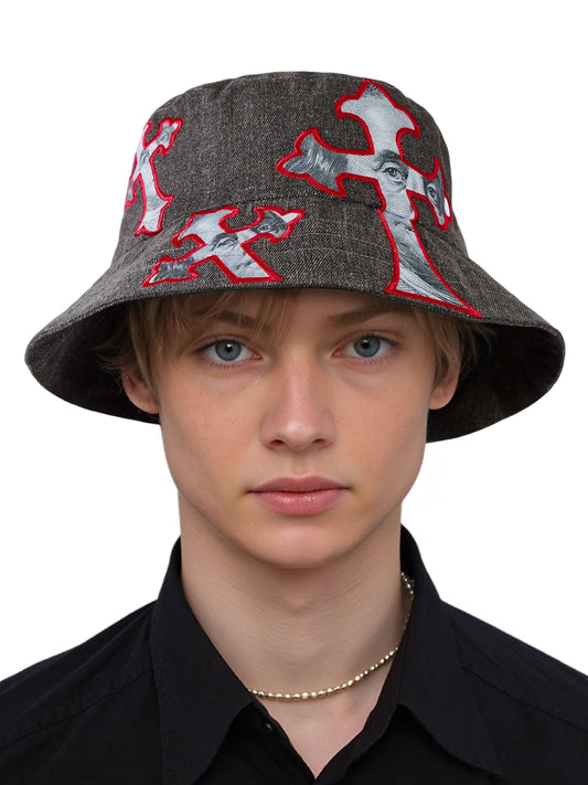 Chapeau bob en denim Cross And Portrait