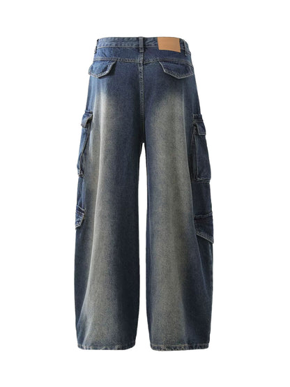Stark gewaschene Baggy-Barrel-Jeans für Arbeitskleidung – 2337