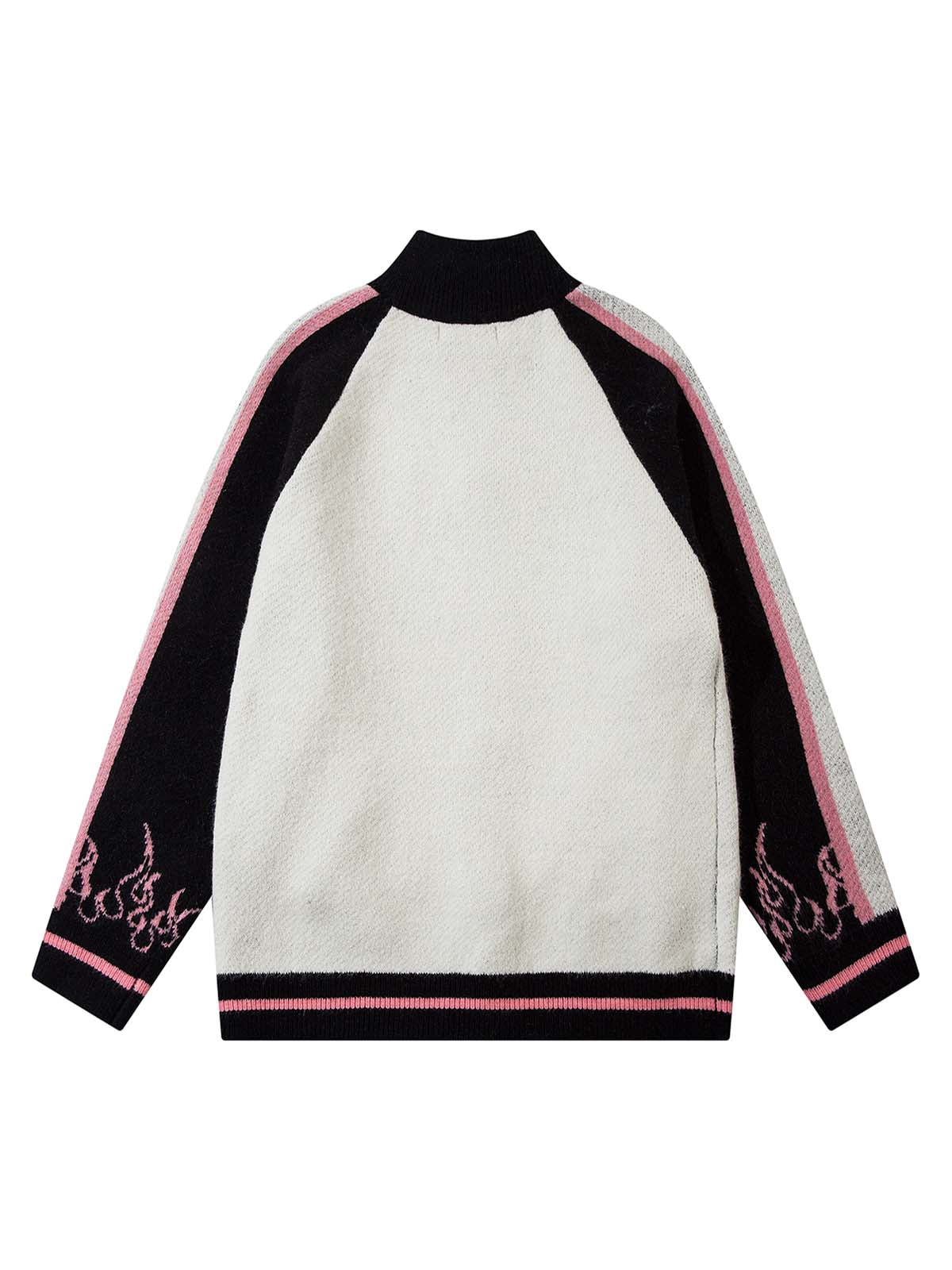 Pull zippé à col montant en jacquard de couleur contrastée Thesupermade